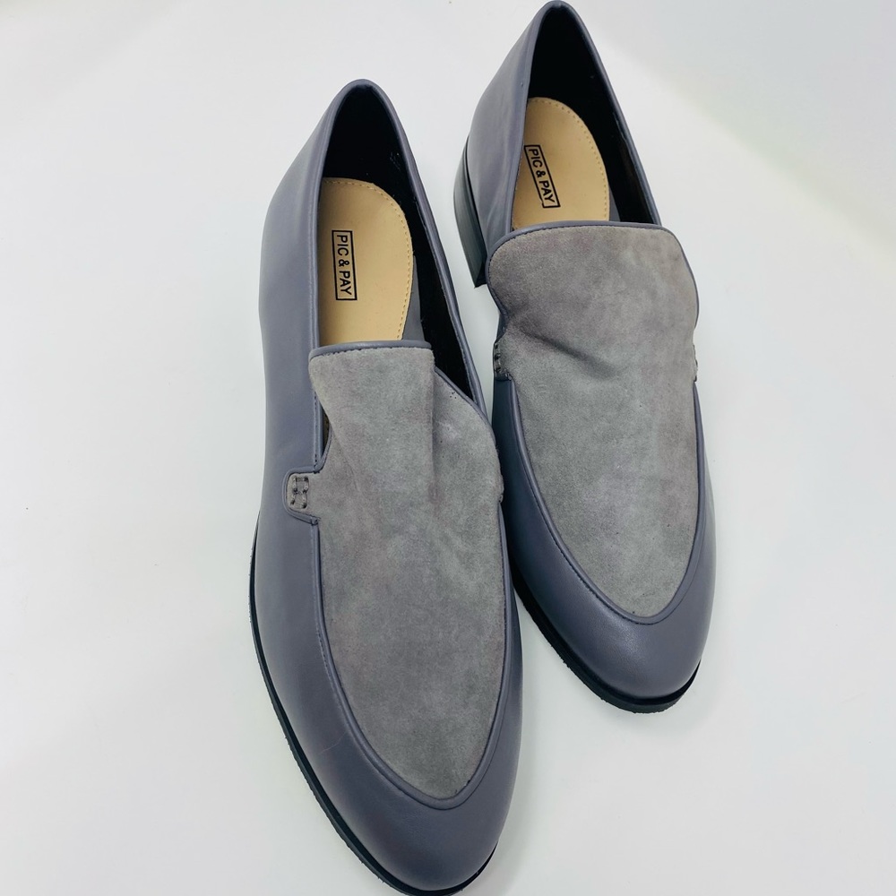 NWT Pic & Pay Flats Leather & Suede Accents Gray Size 11